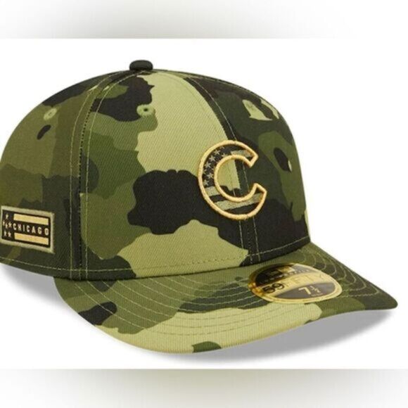 NWT 59Fifty New Era Camo Chicago Cubs 2022 Armed Forces Day Field Cap Size 6 7/8 - Picture 1 of 9